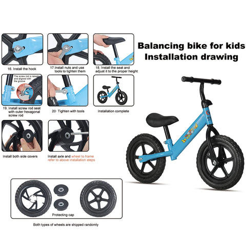 12-Inch No Pedal Balance Bike for Kids - Toddler Training Bicycle