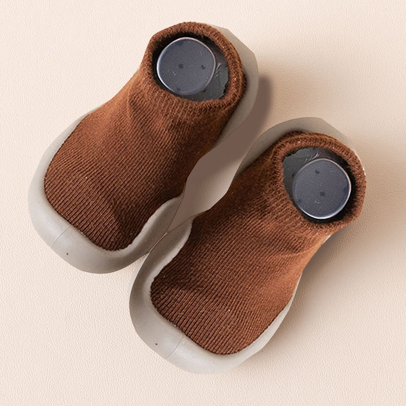 Brown Low Sock Shoes - Non-Slip Baby Sock Shoes Teeny Pandas