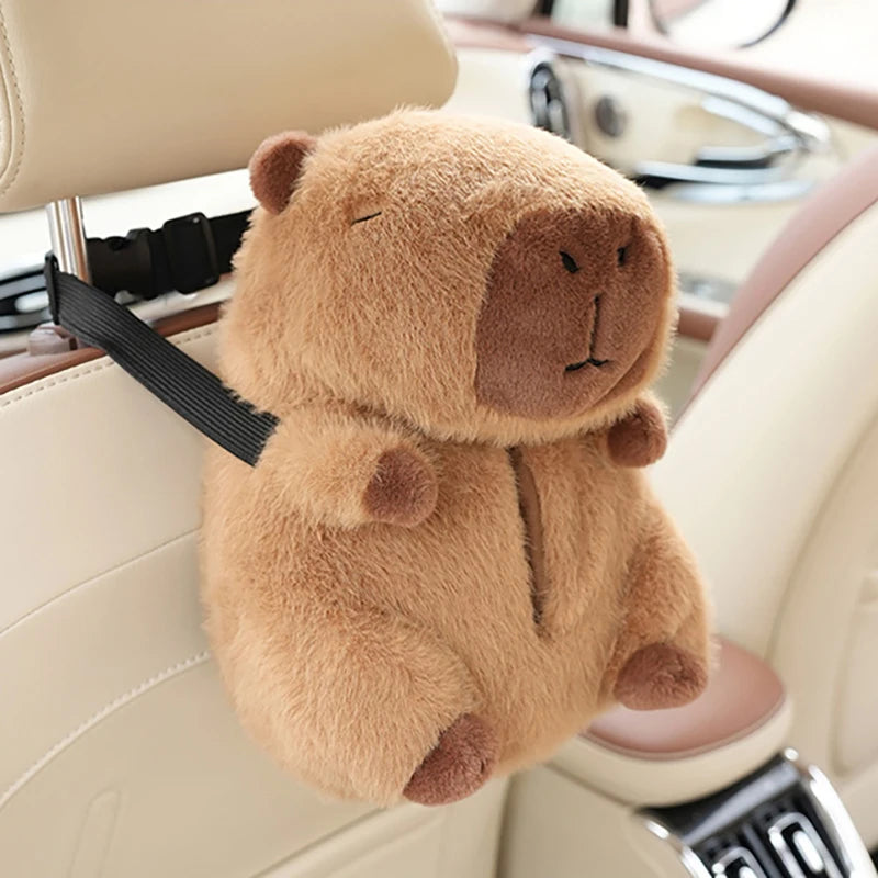 Adorable Capybara Plush Tissue Box Cover - Soft & Functional Car Accessory Teeny Pandas