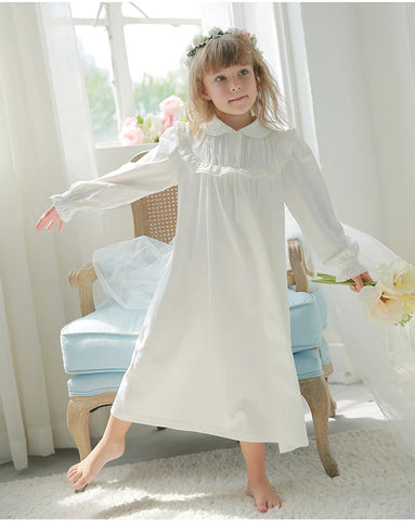 Lolita Princess Sleepshirt – Vintage Turndown Collar Nightgown for Girls