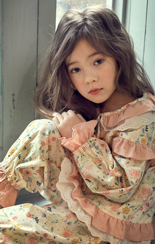 Girl’s Vintage Lolita Cotton Floral Pyjama Set for Kids