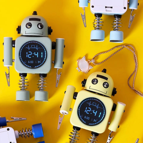 Robot Metal Creative Alarm Clock - Perfect for Kids Room!