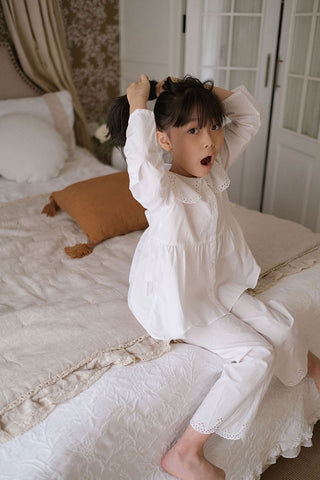 Kids Lolita Embroidered Turndown Collar Pajama Set – Vintage Toddler Loungewear