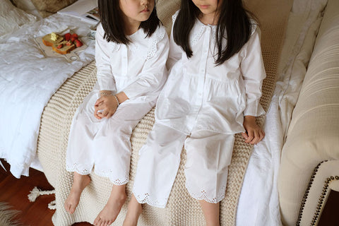 Kids Lolita Embroidered Turndown Collar Pajama Set – Vintage Toddler Loungewear