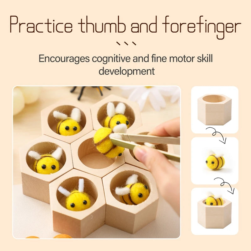 Montessori Honeycomb Wooden Toy Teeny Pandas