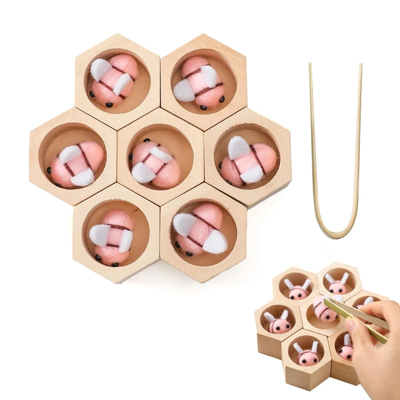 Montessori Honeycomb Wooden Toy Teeny Pandas