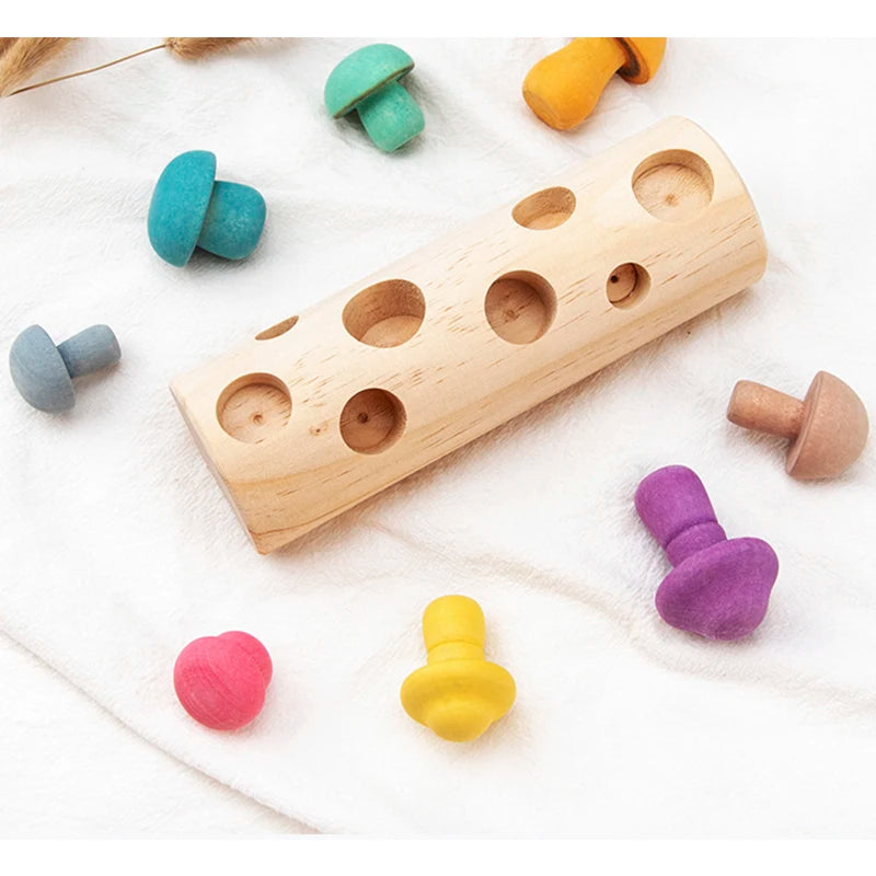 Montessori Mushroom Shape and Size Sorting Puzzle Teeny Pandas