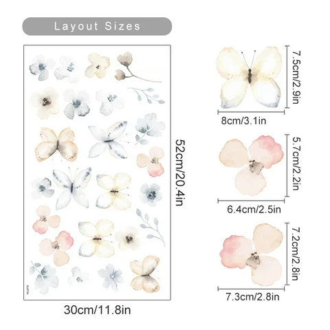 Floral Plants and Flowers Wall Decals – Boho Room Decor Teeny Pandas