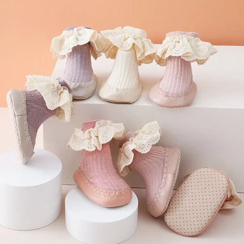 Baby Ruffle Socks with Rubber Soles - Soft, Stylish, Anti-Slip Baby Socks