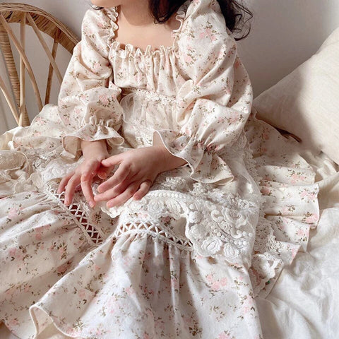 Vintage Baby Girl Princess Floral Dress – Spanish Style Birthday Party Outfit