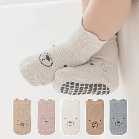 5 x Pairs Grip Socks - Non-Slip, Breathable, and Stretchy Comfort Teeny Pandas