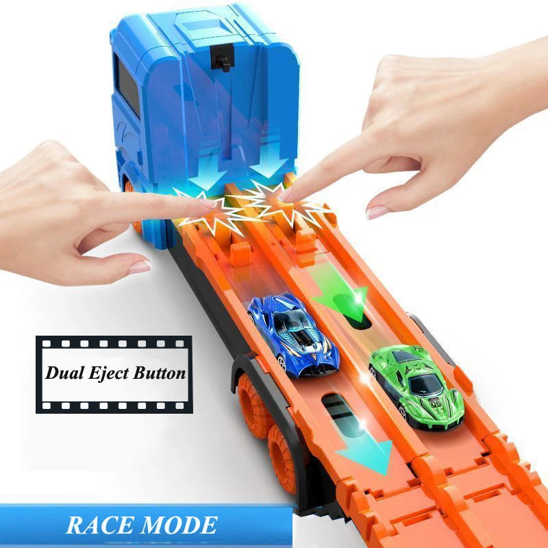 Ejection Race Track with Hauler Truck – Ultimate Adventure Toy for Kids Teeny Pandas