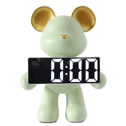 Creative Resin Miniature Bear Alarm Clock – LED Alarm Clock & Home Decor