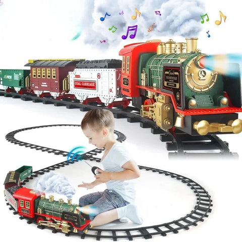 Kids Remote Control Steam Train Set – With Lights, Sound & Rechargeable Battery