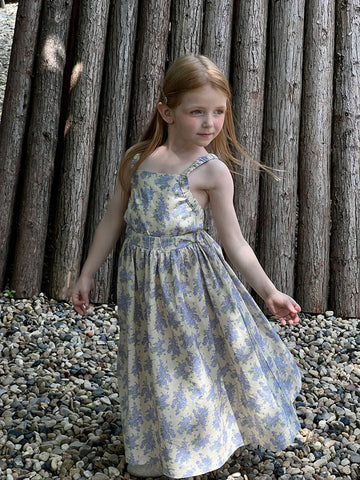 Summer Cotton Yellow Floral Dress – Backless Vest Sundress for Girls