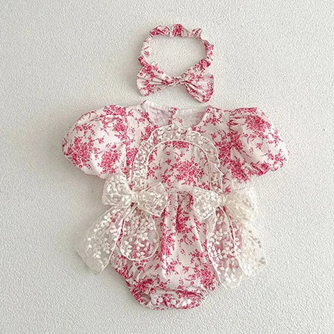 Baby Girl Princess Dress and Rompers – Short-Sleeved Cotton Fabric