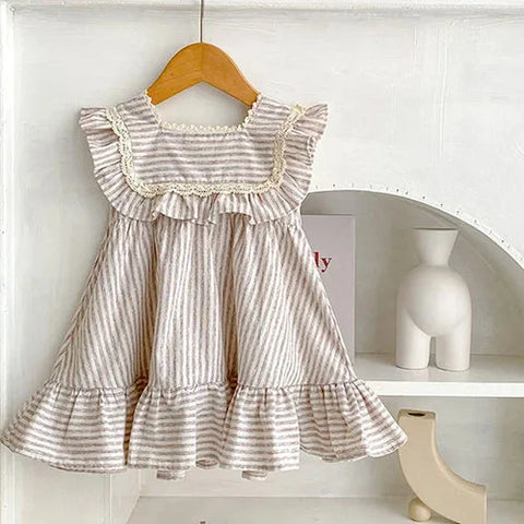 Summer Baby Girl Romper and Dress - Striped Sleeveless Cotton Dress