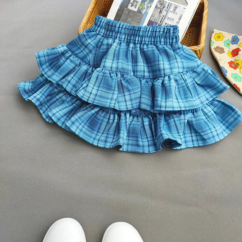 Baby Girls' Pleated Tutu Plaid Skirt – Adorable Summer Ruffled Cake Skirt