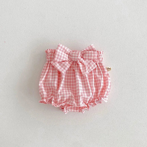 Summer Newborn Baby Bloomers – Plaid Diaper Cover Shorts for Infants