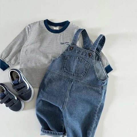 Denim Pocket Overalls for Boys & Girls – Casual and Versatile Baby Jean Pants