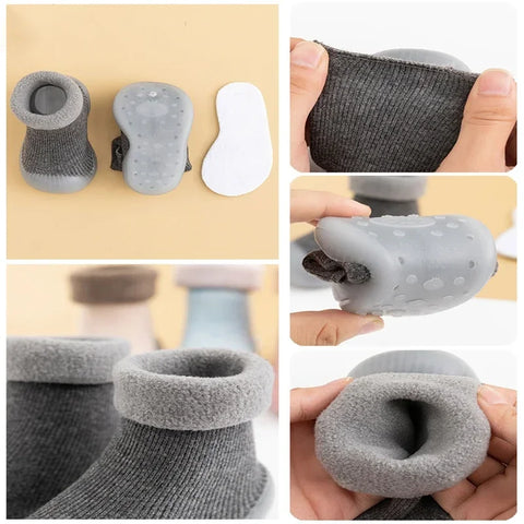 Winter Gray Sock Shoes - For Babies & Young Children Teeny Pandas