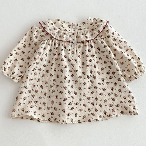 Kids Spring Dress - Baby Girls Casual Long Sleeve Floral Cotton A-line Dress