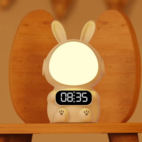 Rabbit LED Alarm Clock with Voice Control - Smart Night Light for Kids and Students