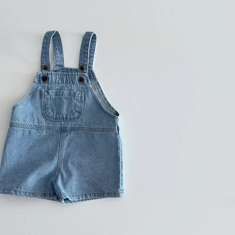 Summer Denim Jumper Overalls – Solid Jeans with Pockets for Toddlers and Kids