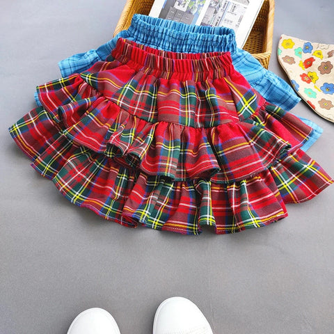 Baby Girls' Pleated Tutu Plaid Skirt – Adorable Summer Ruffled Cake Skirt