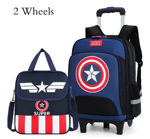 Kids Wheeled School Backpack Set – Rolling Luggage with Handbag for Boys and Girls