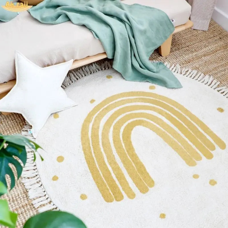 Round Tassel Kids Rug – Soft, Cozy & Stylish for Playful Spaces Teeny Pandas