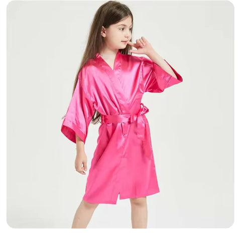 Girl Satin Silk Toddler & Teen Pink Robes – Summer Sleepwear & Kimono Bath Towel