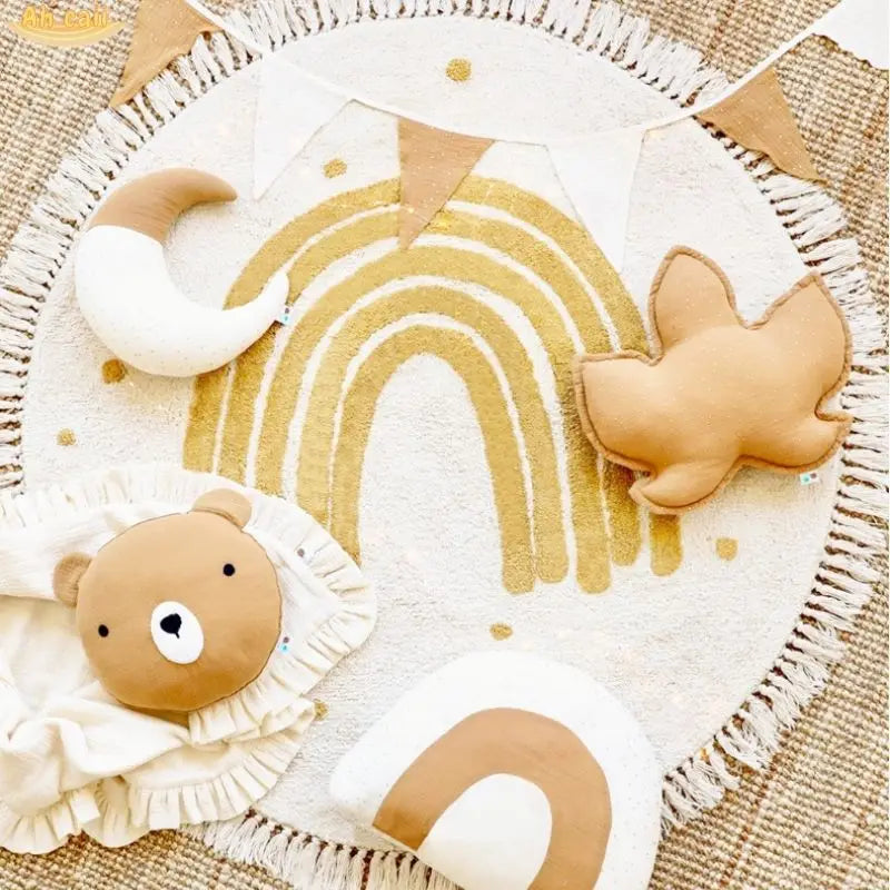 Round Tassel Kids Rug – Soft, Cozy & Stylish for Playful Spaces Teeny Pandas