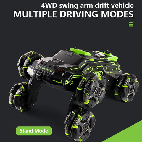 6 Wheels Spray RC Stunt Car - 4WD Swing Arm Deformation Drift Vehicle