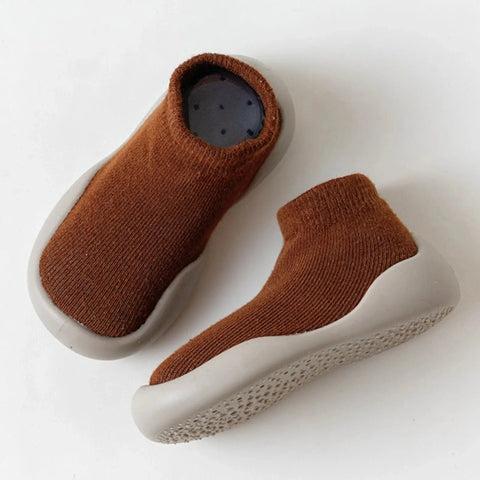 Brown Low Sock Shoes - Non-Slip Baby Sock Shoes Teeny Pandas