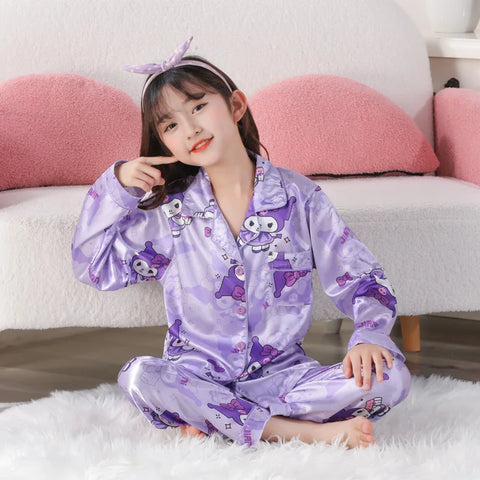 Soft Texture Classic Children Pajama Set – Comfortable Cartoon Sleepwear for Kids