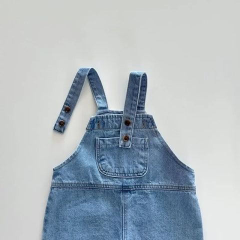 Summer Denim Jumper Overalls – Solid Jeans with Pockets for Toddlers and Kids