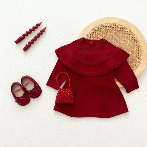 Long Sleeved Knitted Wool Dress - Baby Silk Scarf Dress