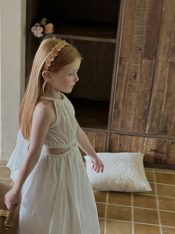 Girl's Spaghetti Strap Dress - Embroidered Flower Sundress