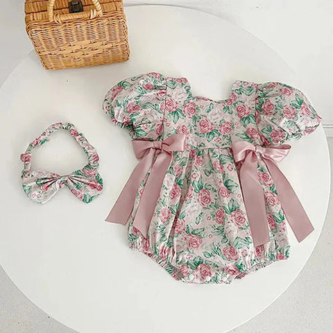 Baby Girl Princess Dress and Rompers – Short-Sleeved Cotton Fabric