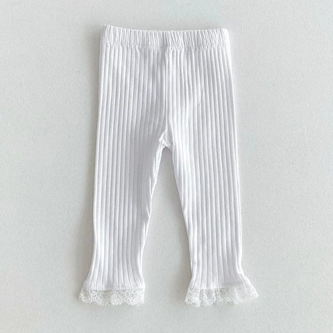 Kids Lace Pants – Soft Cotton Ribbed Leggings for Girls