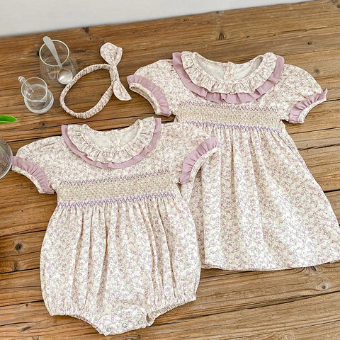 Short Sleeved Cotton Romper and Dress - Summer Clothing for Kids