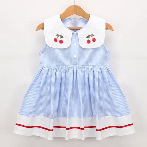 Sleeveless Cotton Embroidery Splicing Dress – Dress for Girls