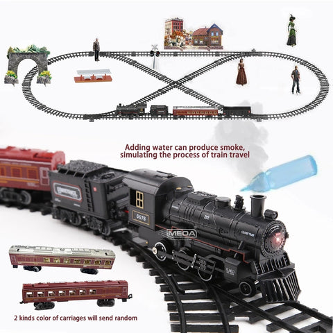 Classic Electric Train Set for Kids with Realistic Sounds, Steam, and Lights