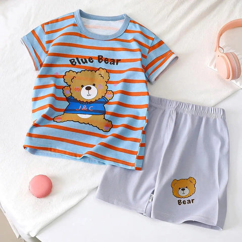 Baby Clothing Summer Tracksuit Set – Cartoon Cotton Set for Kids