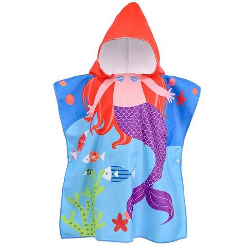 Princess Girl Beach Towel with Hood – Hooded Bath Robe for Kids