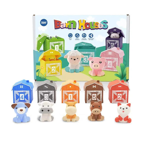 Interactive Montessori Farm Animal Playset for Kids – Barn and Animal Figures Toy Teeny Pandas