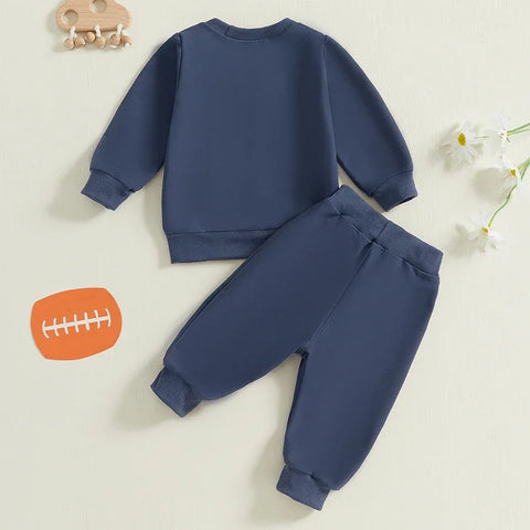 Autumn Baby Boys Clothes Set – Rugby Embroidery Sweatshirt & Elastic Waist Pants