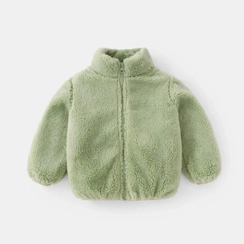 Solid Color Plush Coat for Kids - Autumn & Winter Warm Jacket