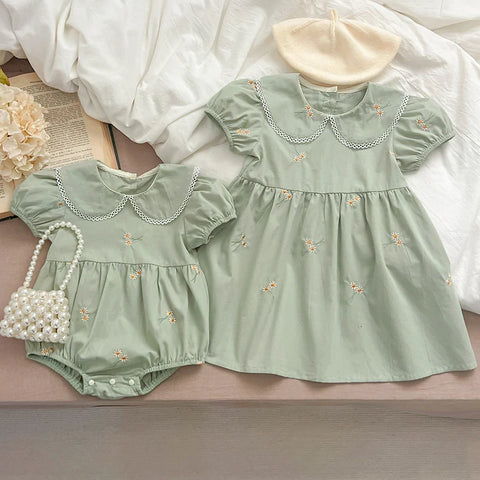 Baby Girl Romper and Party Dress with Embroidery - Summer Clothing for Young